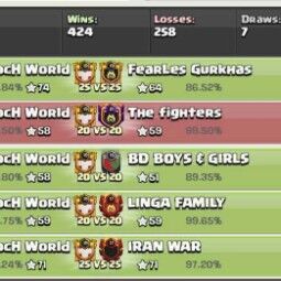 Clan Level 19 | Wins/Loses/Draws - 424/258/7 | Great Name and Warlog | Fast Delivery | Best Price 1